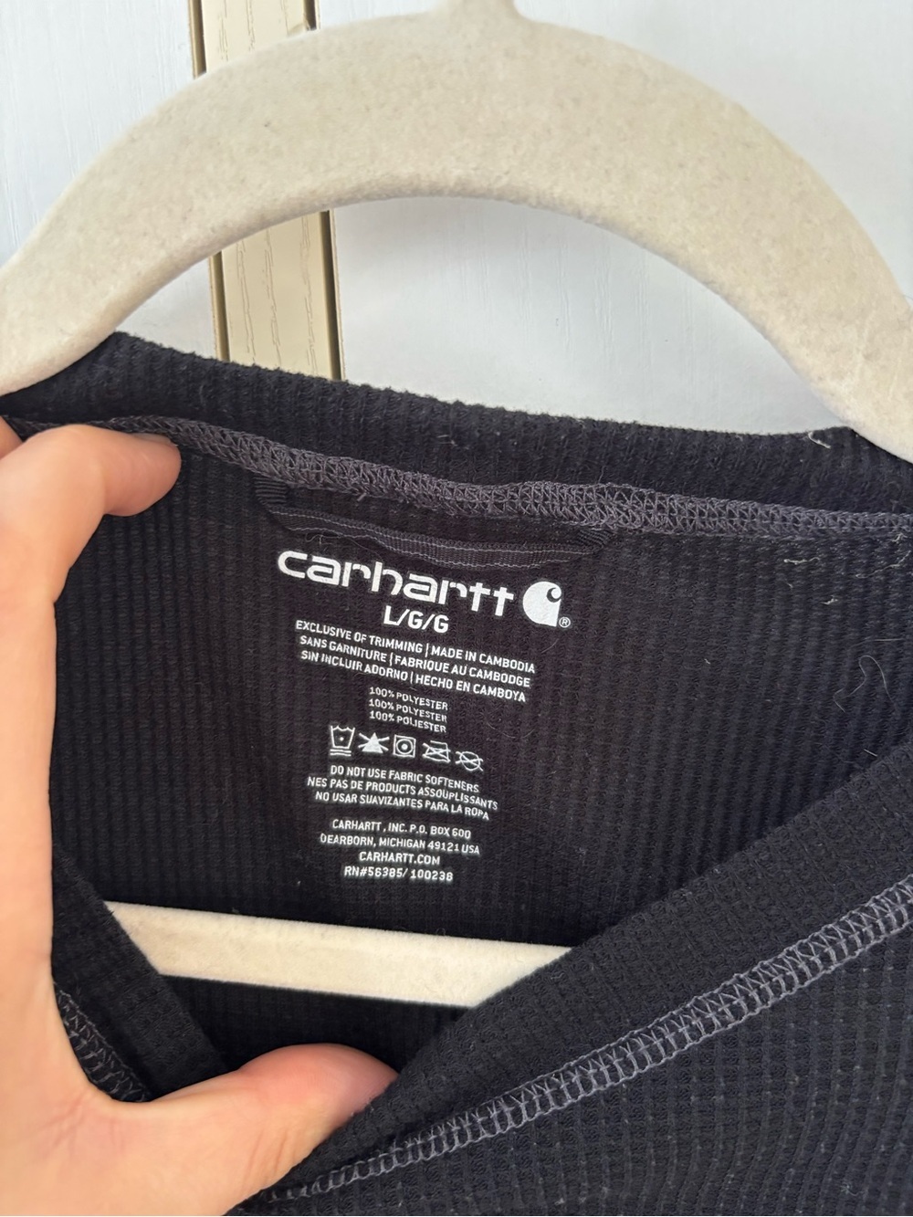 Carhartt Force Waffle Knit Thermal Long Sleeve Black Men Large Minimalist Skate - Picture 3 of 10